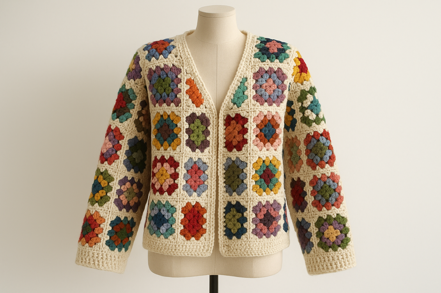 Crochet granny square jacket