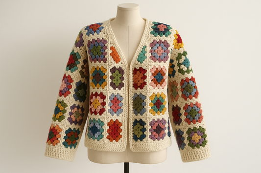 Crochet granny square jacket